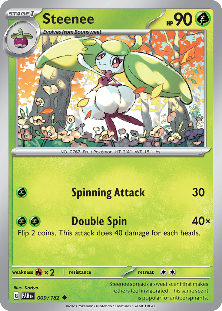 Steenee - 009/182 - - PARADOX RIFT - Pokemon - Uncommon | AA48-90