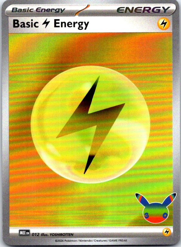 Basic Lightning Energy (30th Celebration) - 012 - Holo - MEE: MEGA EVOLUTION ENERGIES - Pokemon - | AC11-33