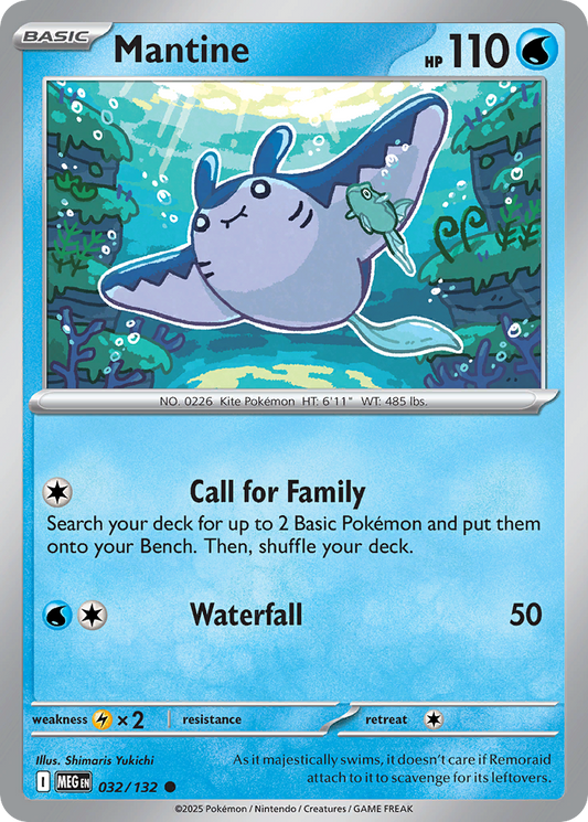 Mantine - 032/132 - - MEGA EVOLUTION - Pokemon - Common | AA02-53
