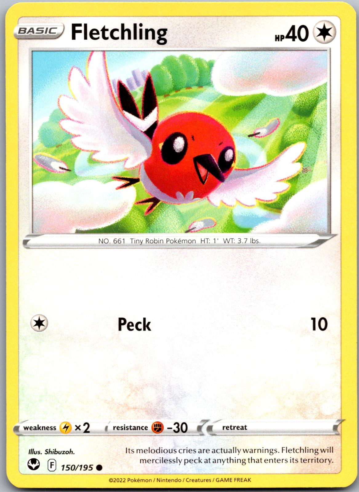 Fletchling - 150/195 - - SILVER TEMPEST - Pokemon - Common | AA91-14