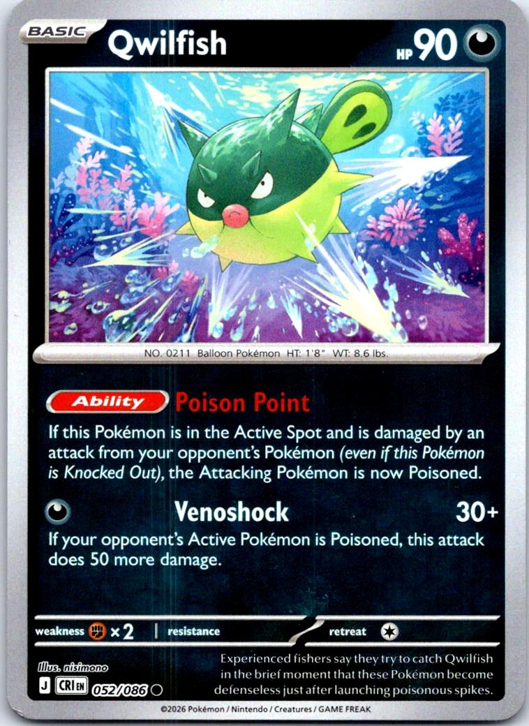 Qwilfish - 052/086 - Reverse Holo - CHAOS RISING - Pokemon - Common | AB42-46