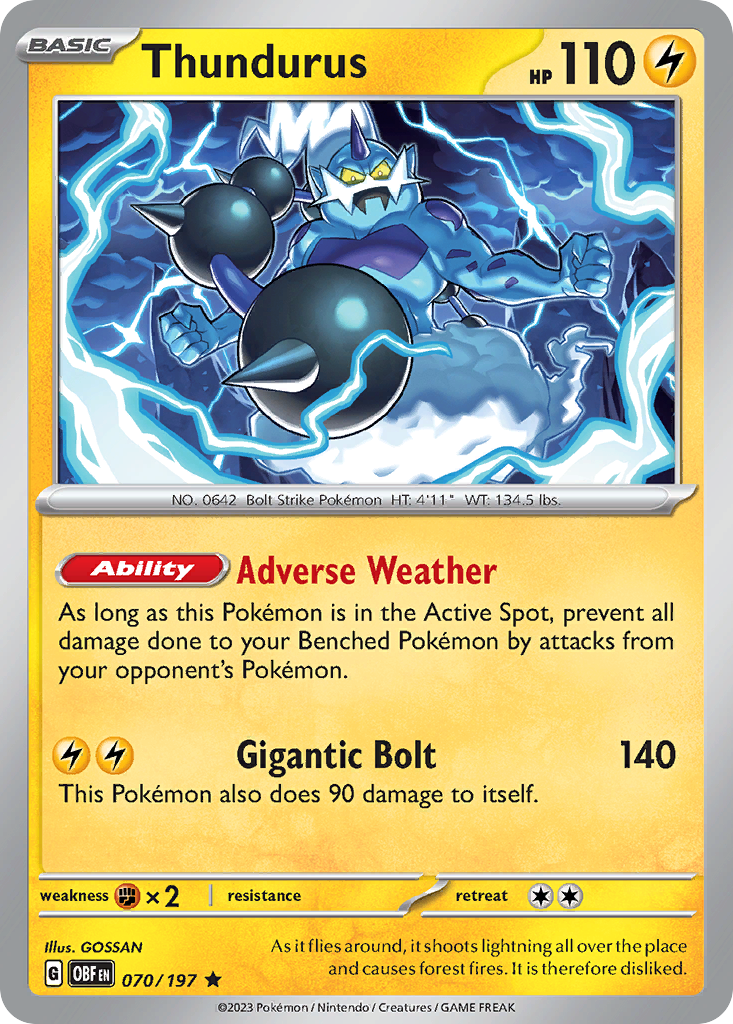 Thundurus - 070/197 - Holo - OBSIDIAN FLAMES - Pokemon - Rare | AA13-48