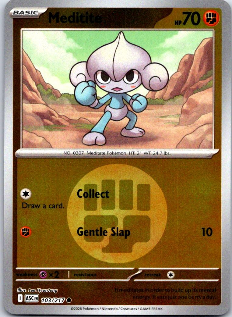 Meditite (Energy Symbol Pattern) - 103/217 - Reverse Holo - ASCENDED HEROES - Pokemon - | AA123-5