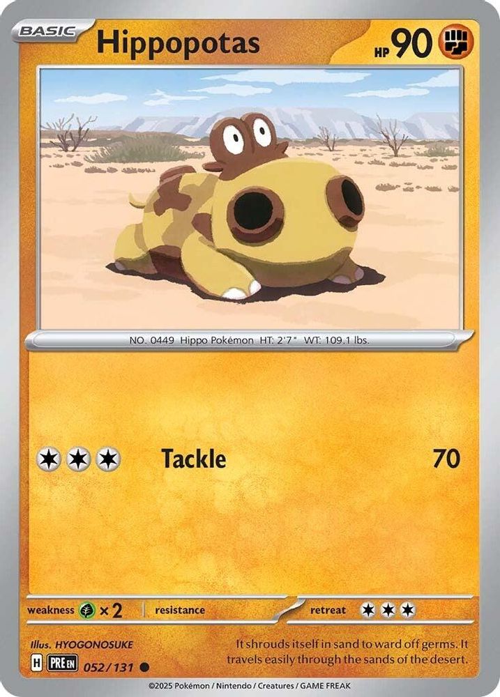 Hippopotas - 052/131 - Reverse Holo - PRISMATIC EVOLUTIONS - Pokemon - | AA26-99