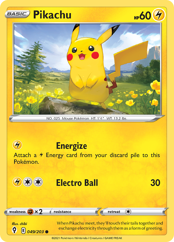 Pikachu - 049/203 - - EVOLVING SKIES - Pokemon - Common | AA99-16
