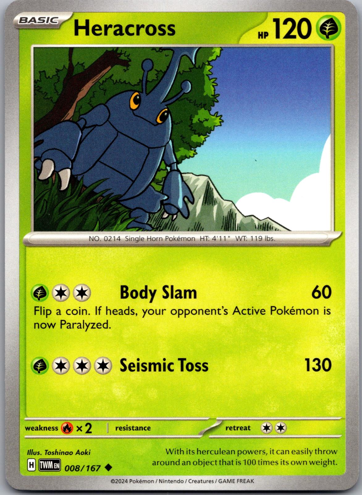Heracross - 008/167 - - TWILIGHT MASQUERADE - Pokemon - Uncommon | AA88-10