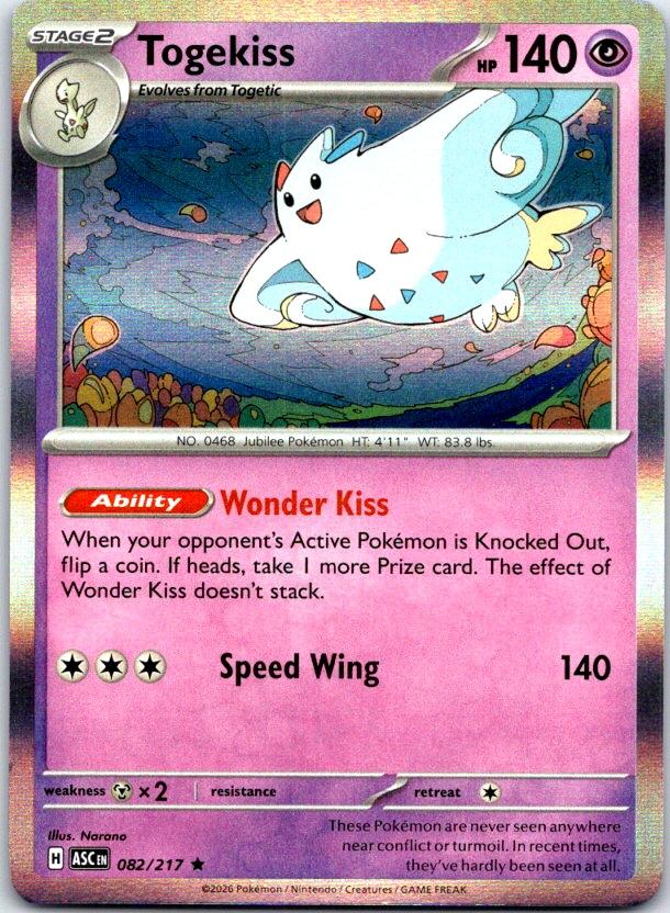 Togekiss - 082/217 - Holo - ASCENDED HEROES - Pokemon - Rare | AC25-45