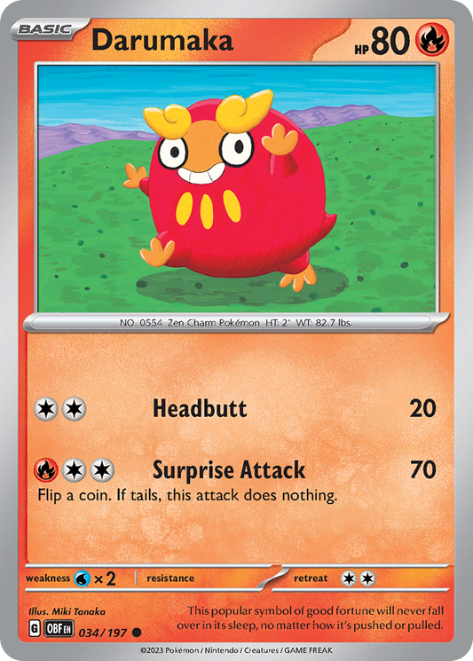 Darumaka - 034/197 - - OBSIDIAN FLAMES - Pokemon - Common | AA05-74