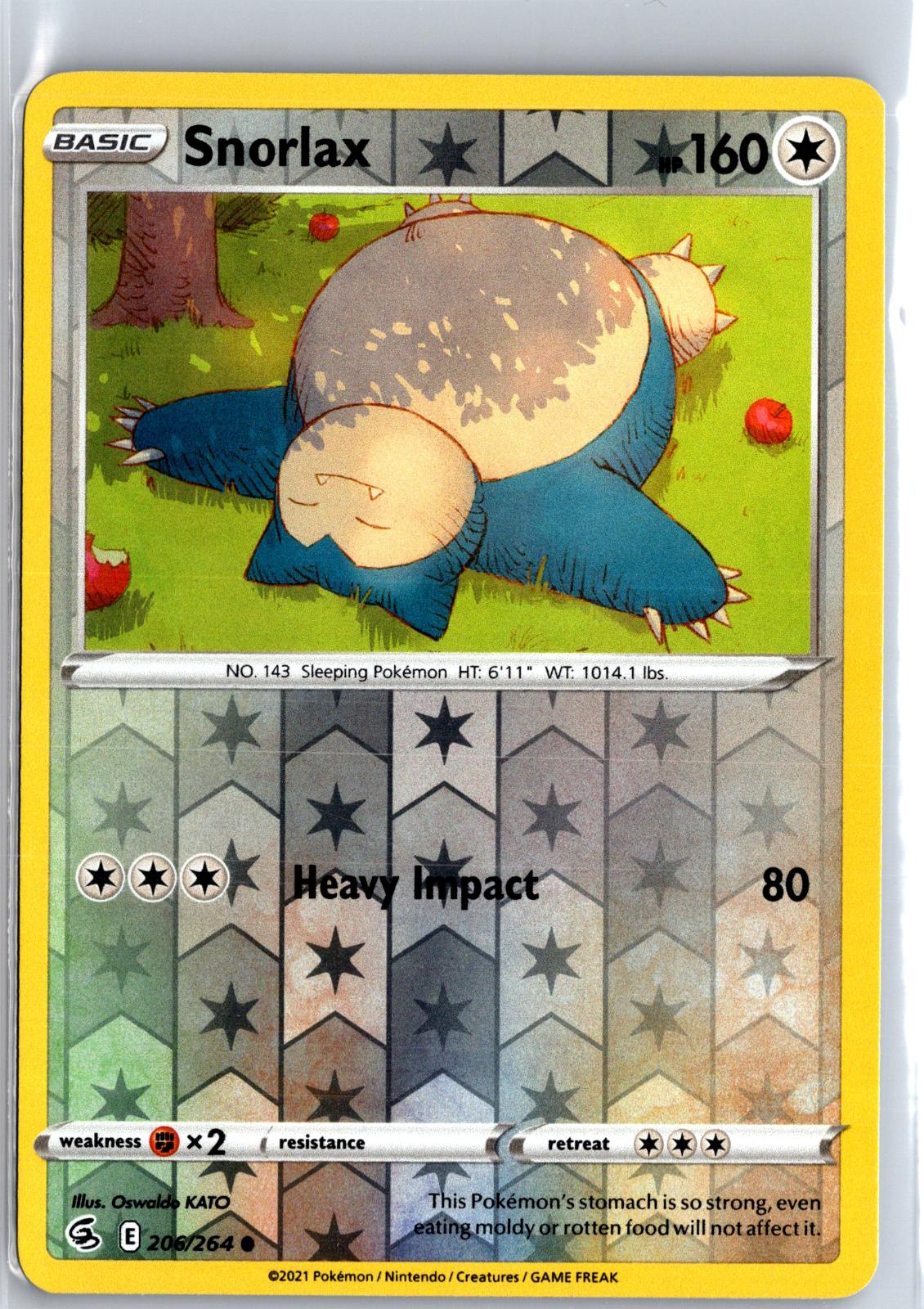 Snorlax - 206/264 - Reverse Holo - FUSION STRIKE - Pokemon - Common | AA130-58