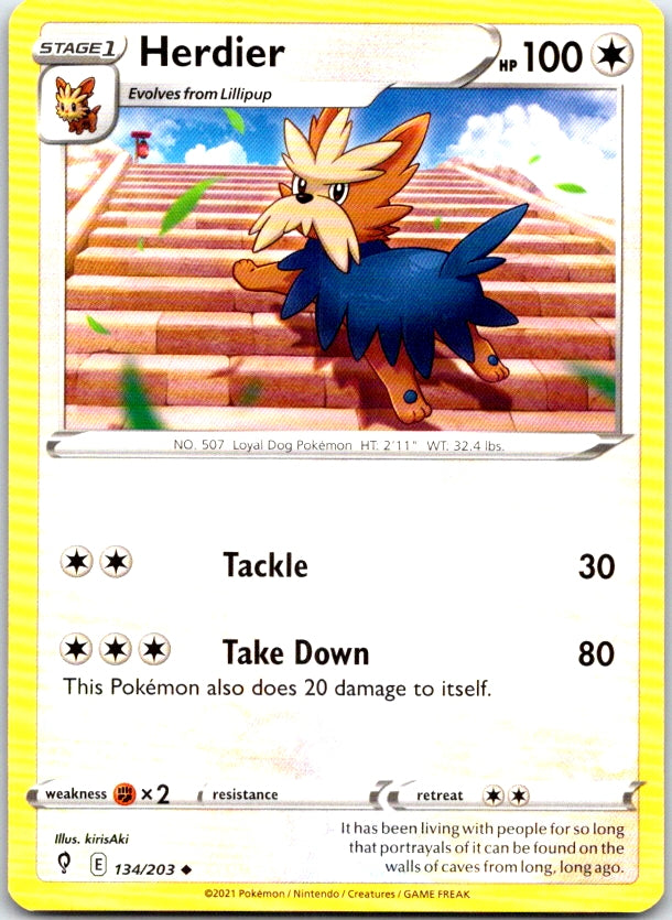 Herdier - 134/203 - - EVOLVING SKIES - Pokemon - Uncommon | AC08-29