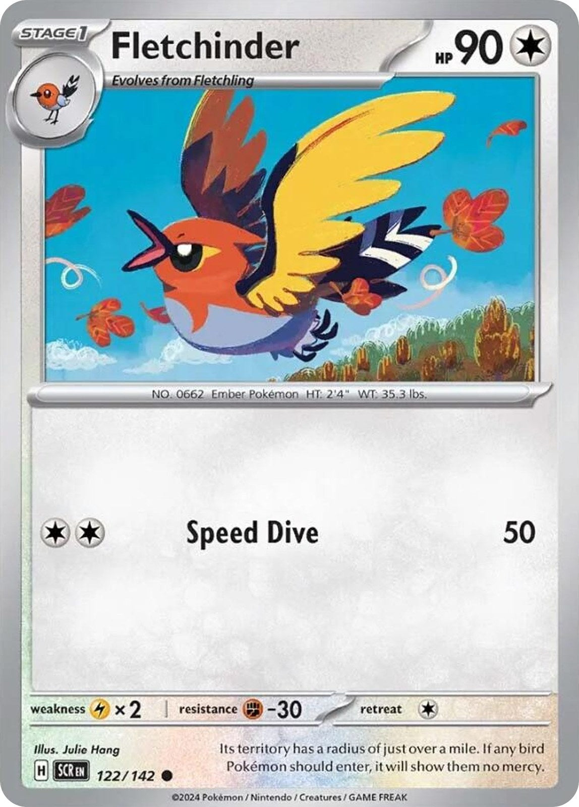 Fletchinder - 122/142 - - STELLAR CROWN - Pokemon - Common | AA10-98