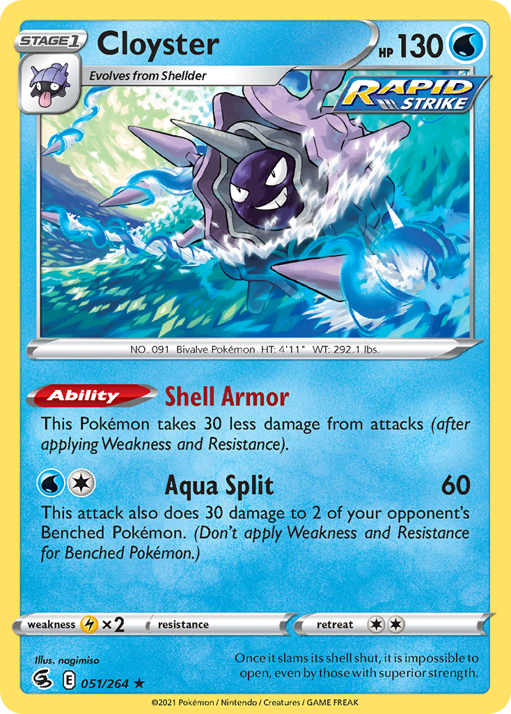 Cloyster - 051/264 - Reverse Holo - FUSION STRIKE - Pokemon - Rare | AA26-64