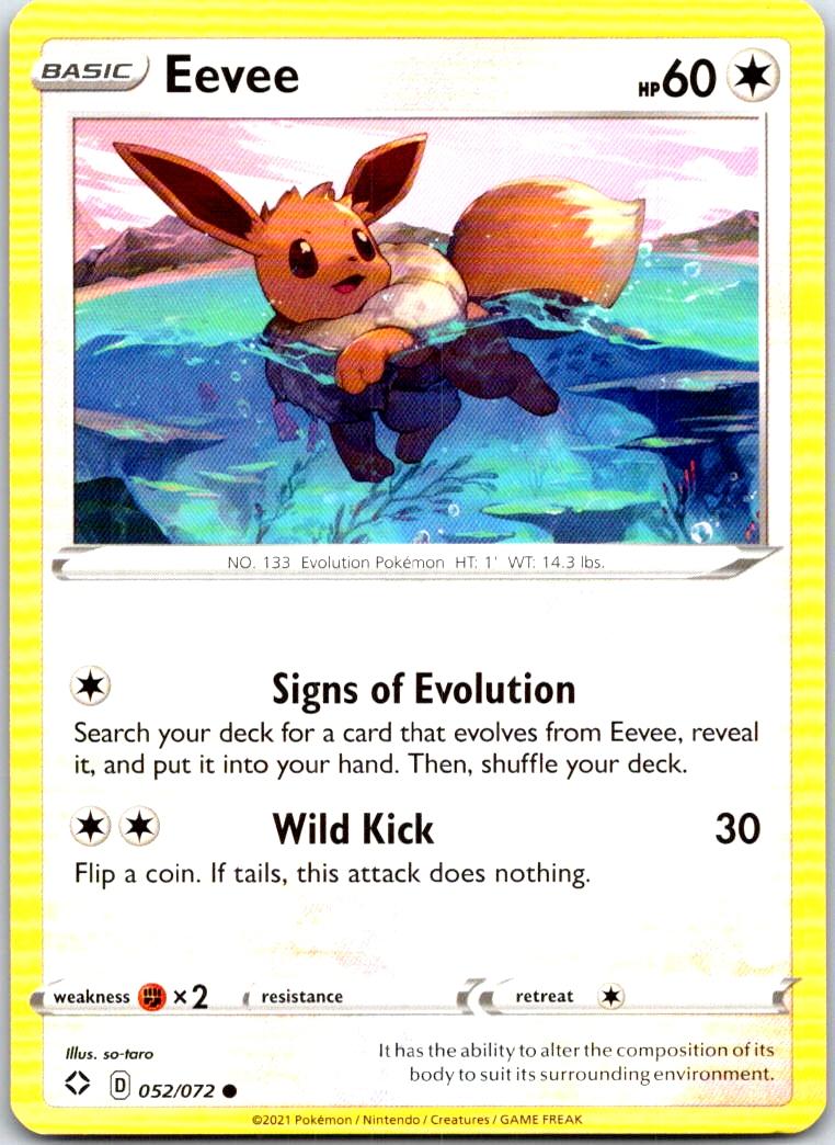 Eevee - 052/072 - - SHINING FATES - Pokemon - Common | AB96-13