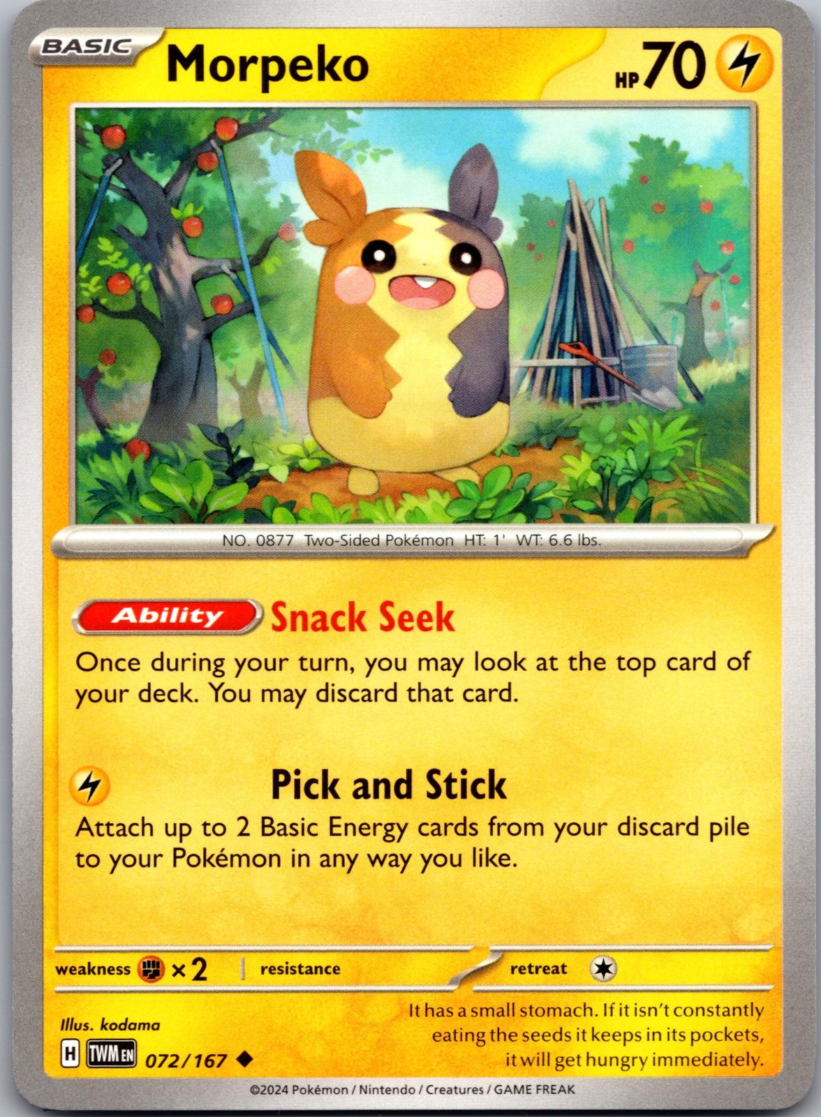 Morpeko - 072/167 - - TWILIGHT MASQUERADE - Pokemon - Uncommon | AA84-11