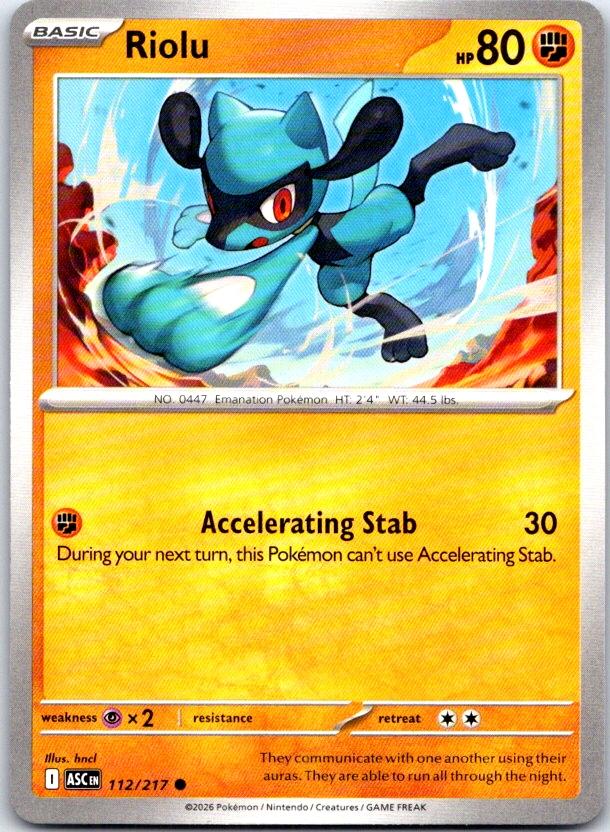 Riolu - 112/217 - - ASCENDED HEROES - Pokemon - Common | AC19-39