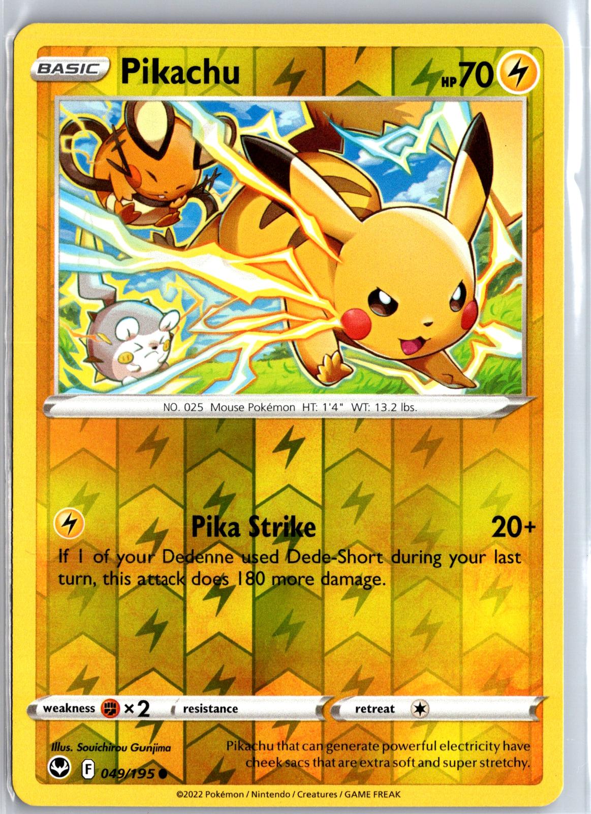 Pikachu - 049/195 - Reverse Holo - SILVER TEMPEST - Pokemon - Common | AA130-51