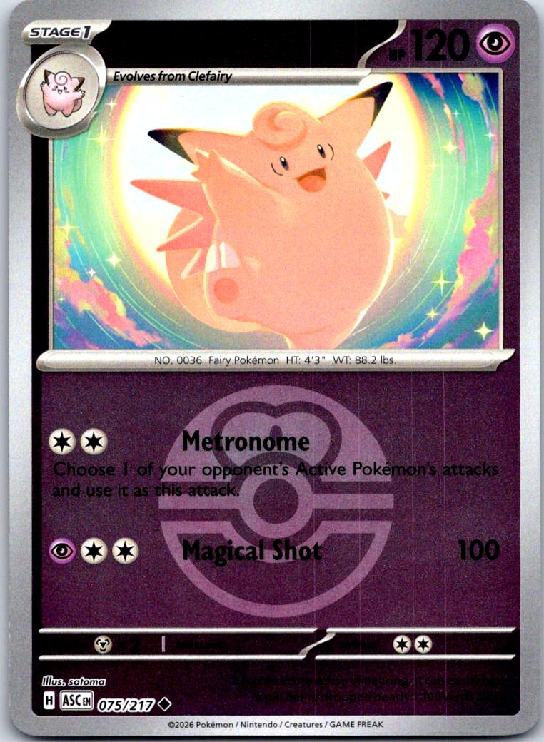 Clefable (Love Ball) - 075/217 - Reverse Holo - ASCENDED HEROES - Pokemon - | AB04-35