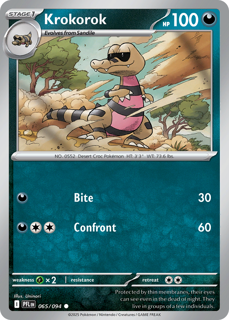 Krokorok - 065/094 - Reverse Holo - PHANTASMAL FLAMES - Pokemon - | AA119-28