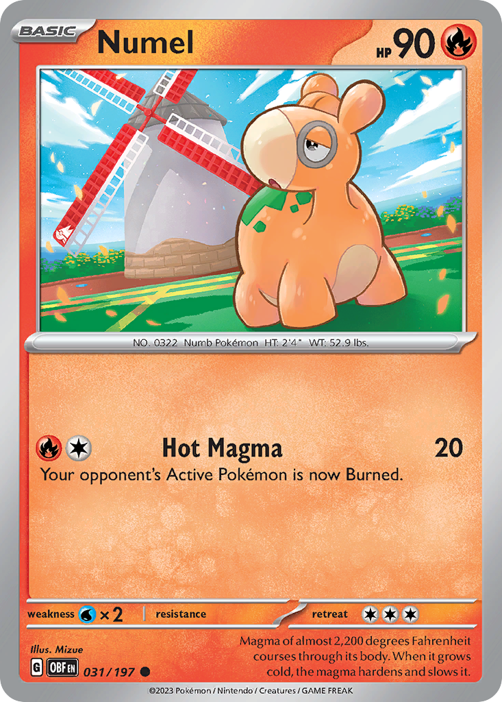 Numel - 031/197 - Reverse Holo - OBSIDIAN FLAMES - Pokemon - Common | AA18-69