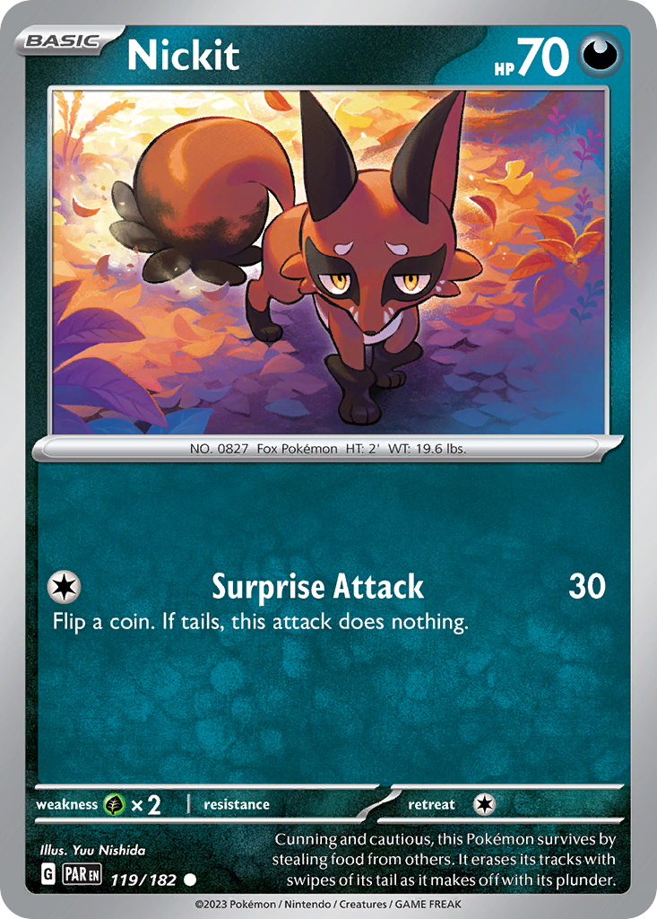 Nickit - 119/182 - Reverse Holo - PARADOX RIFT - Pokemon - Common | AA72-33
