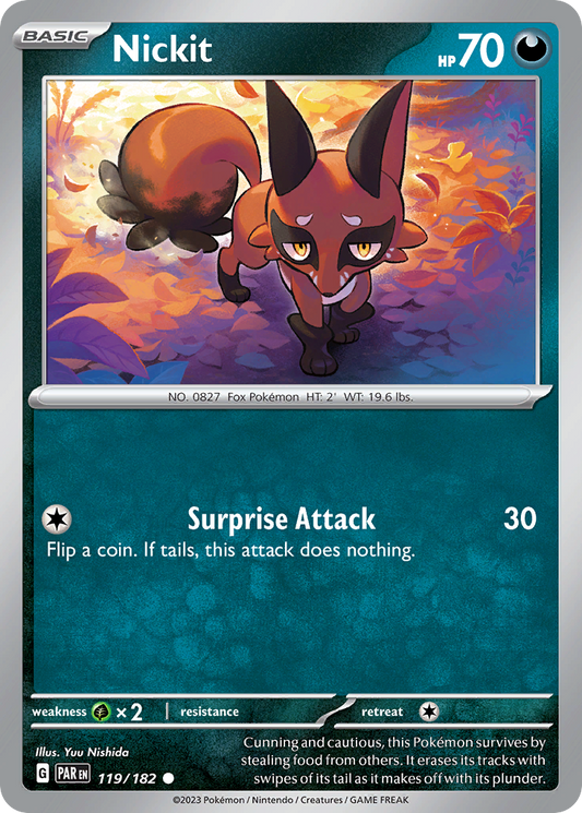 Nickit - 119/182 - Reverse Holo - PARADOX RIFT - Pokemon - Common | AA72-33