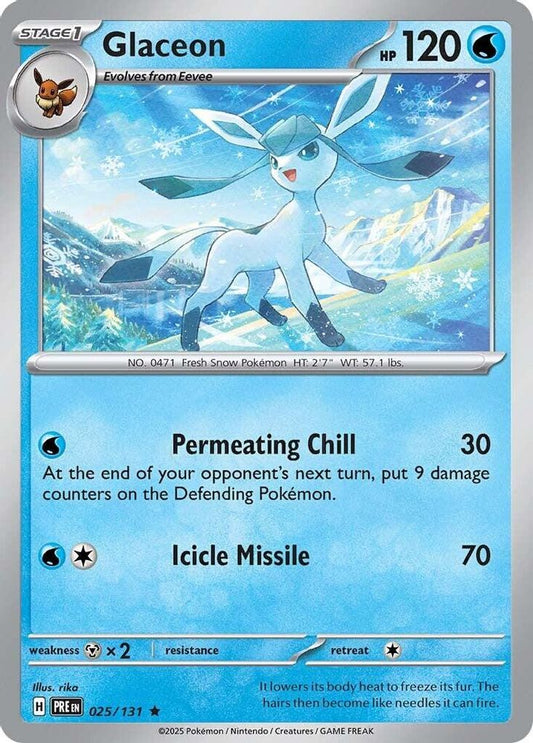 Glaceon - 025/131 - Holo - PRISMATIC EVOLUTIONS - Pokemon - Rare | AA30-4