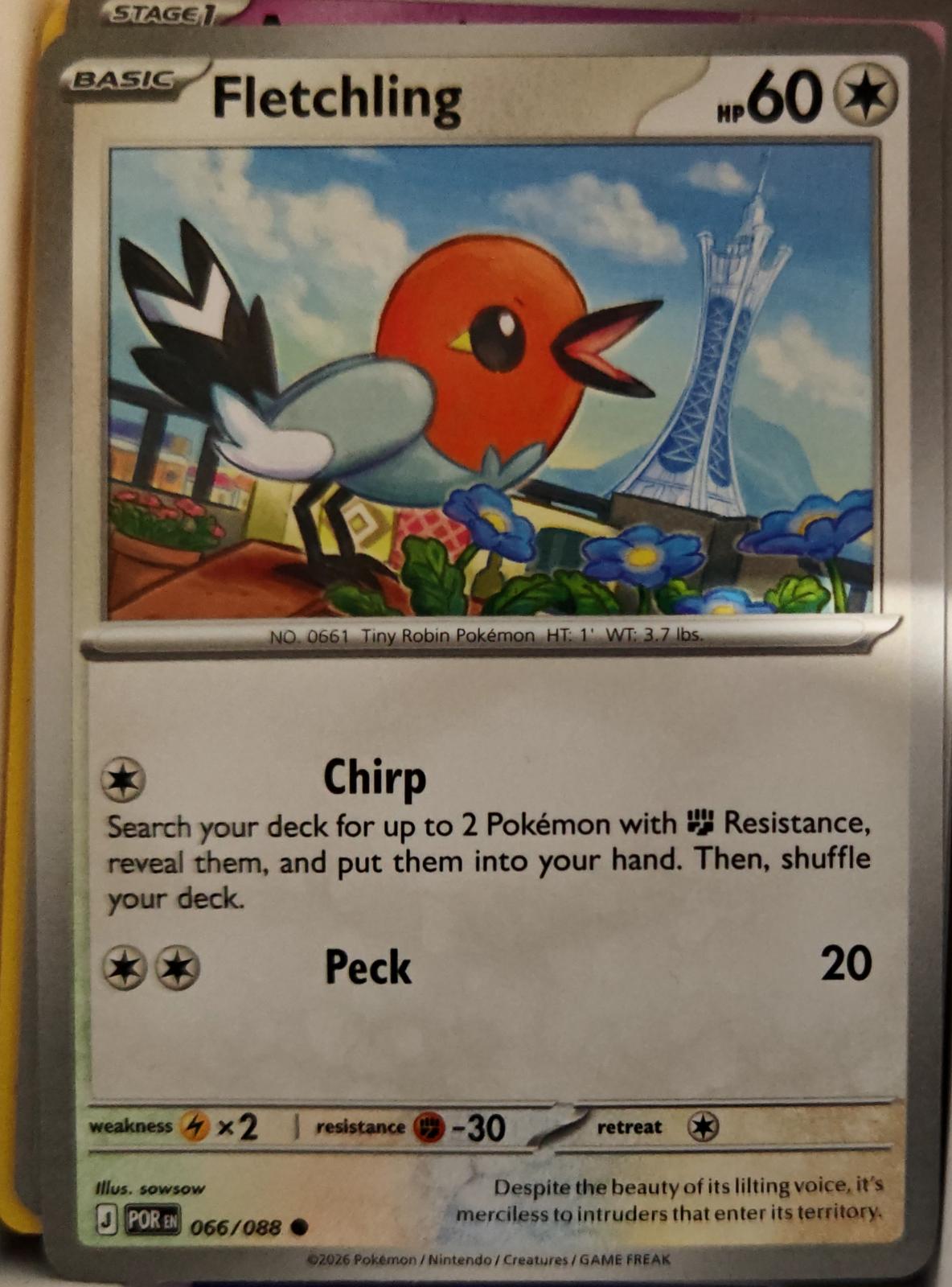 Fletchling - 066/088 - - PERFECT ORDER - Pokemon - Common | AA01-49
