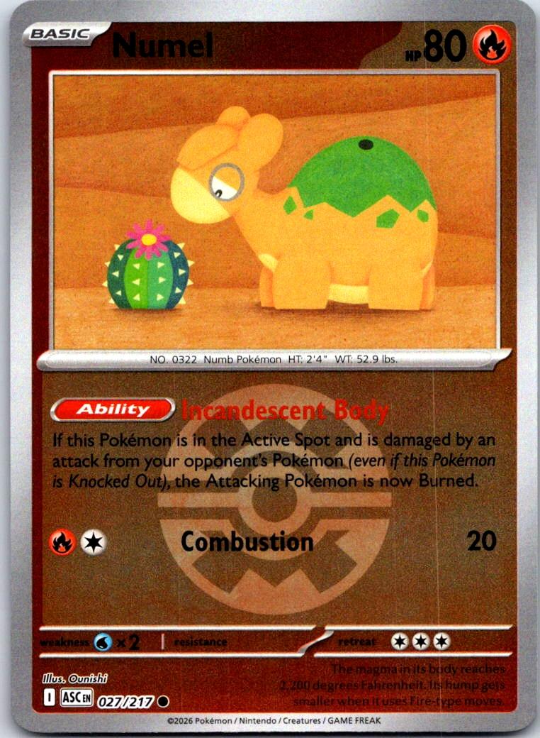 Numel (Quick Ball) - 027/217 - Reverse Holo - ASCENDED HEROES - Pokemon - | AA132-15