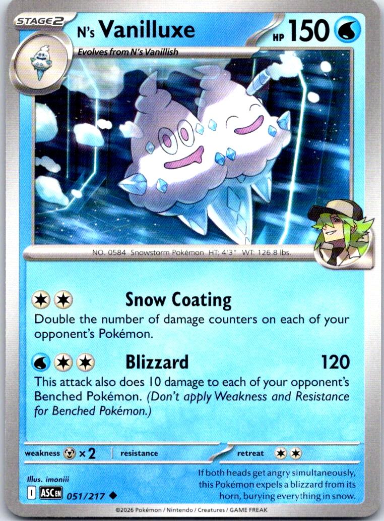 N's Vanilluxe - 051/217 - - ASCENDED HEROES - Pokemon - Uncommon | AB26-19