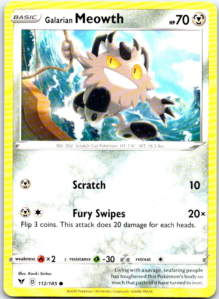 Galarian Meowth - 112/185 - - VIVID VOLTAGE - Pokemon - Common | AB20-29