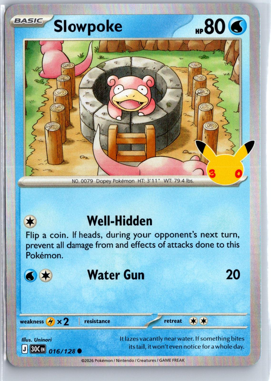 Slowpoke - 016/128 - Holo - ME: 30TH CELEBRATION - Pokemon - Common | AA98-22