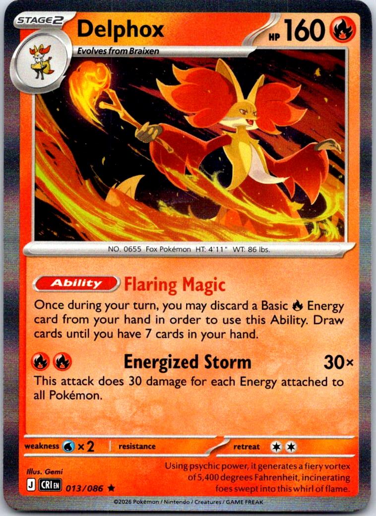 Delphox (Non-Holo) - 013/086 - - DECK EXCLUSIVES - Pokemon - Holo Rare | AA121-9