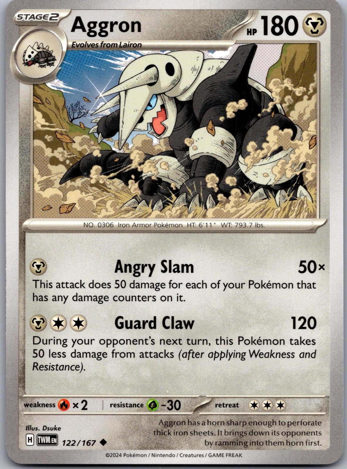 Aggron - 122/167 - - TWILIGHT MASQUERADE - Pokemon - Uncommon | AA86-21