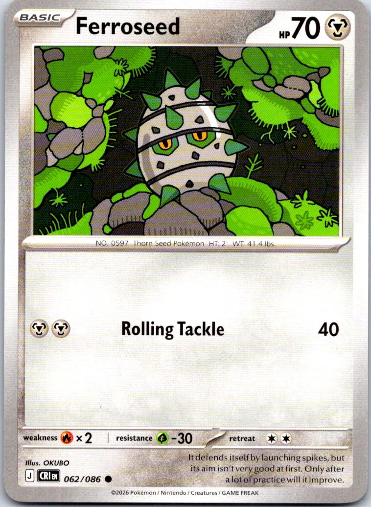 Ferroseed - 062/086 - - CHAOS RISING - Pokemon - Common | AB09-18