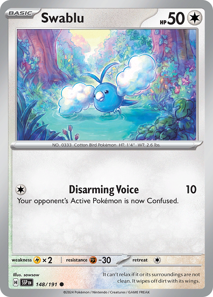 Swablu - 148/191 - - SURGING SPARKS - Pokemon - Common | AA48-66