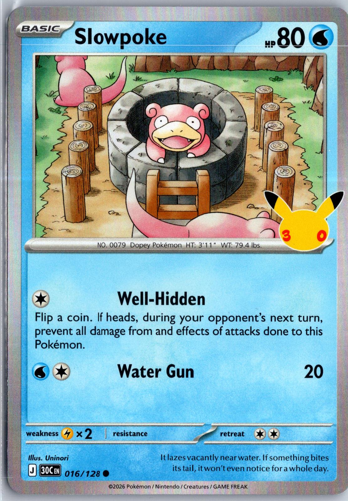 Slowpoke - 016/128 - Holo - ME: 30TH CELEBRATION - Pokemon - Common | AA94-3