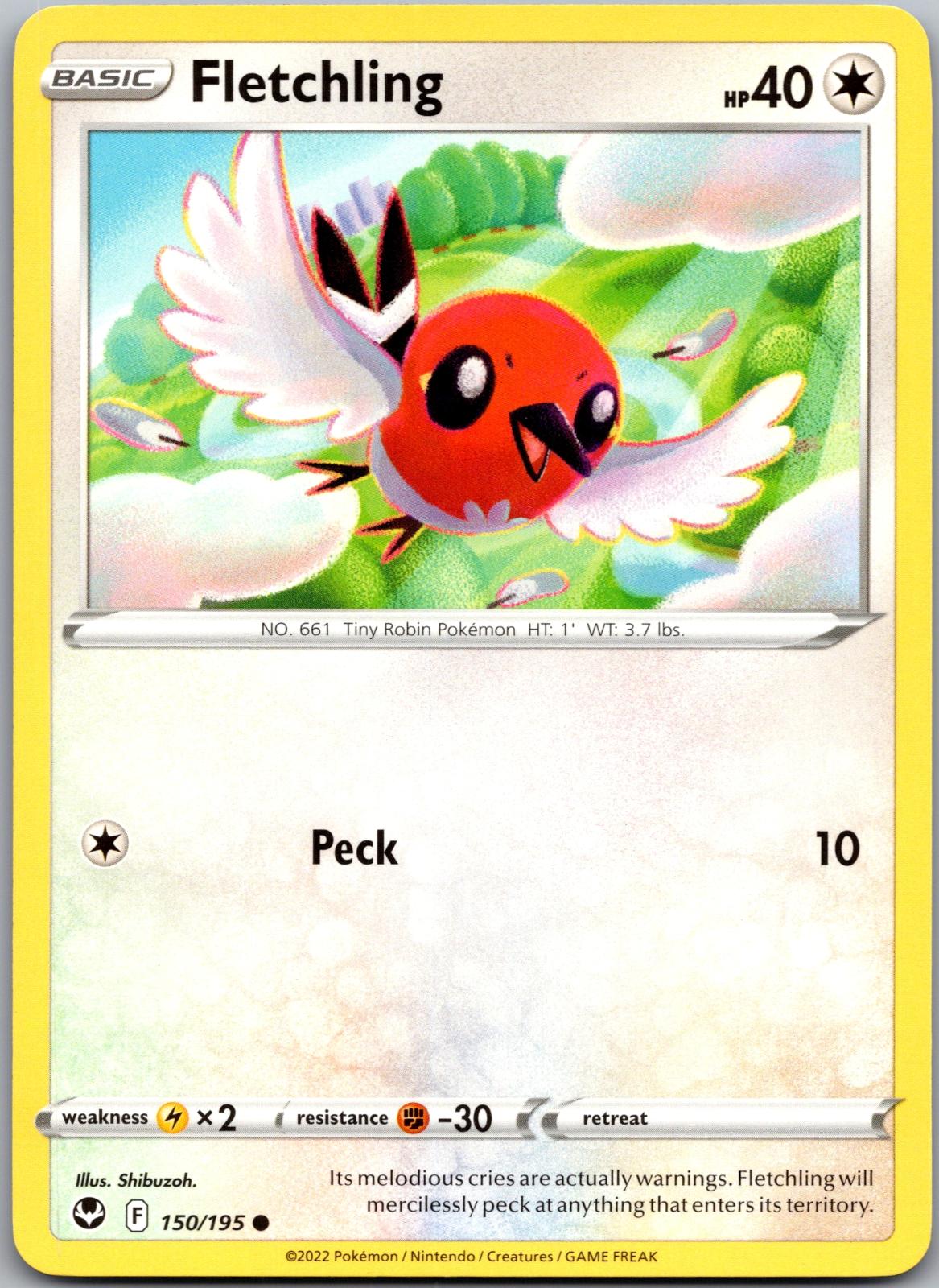 Fletchling - 150/195 - - SILVER TEMPEST - Pokemon - Common | AA91-21