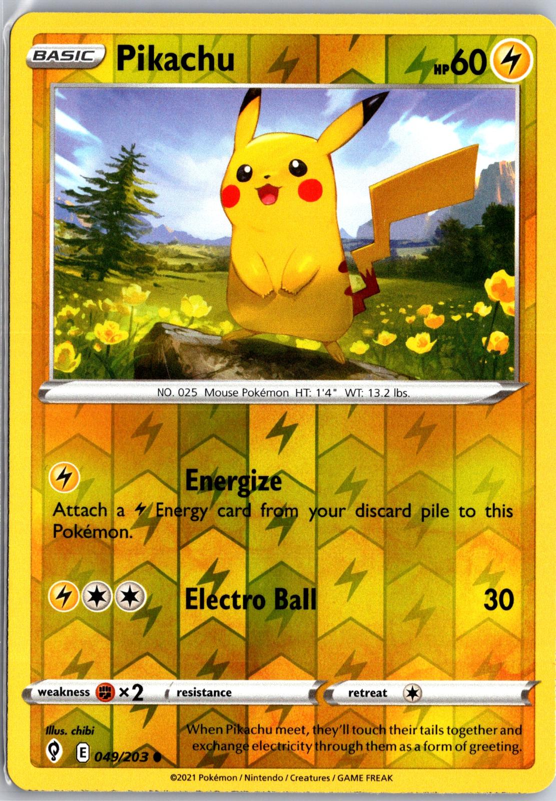 Pikachu - 049/203 - Reverse Holo - EVOLVING SKIES - Pokemon - Common | AA130-54