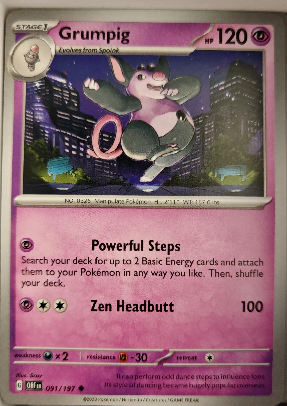Grumpig - 091/197 - - OBSIDIAN FLAMES - Pokemon - Uncommon | AA05-99
