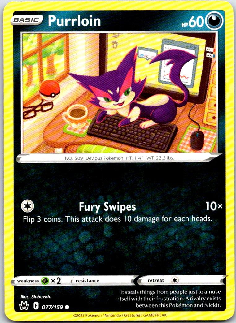 Purrloin - 077/159 - - CROWN ZENITH - Pokemon - Common | AA103-13