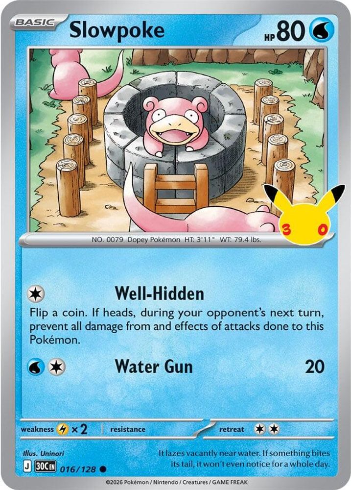 Slowpoke - 016/128 - Holo - ME: 30TH CELEBRATION - Pokemon - Common | AA97-31
