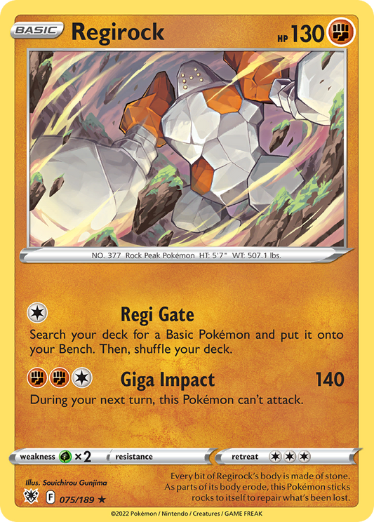 Regirock - 075/189 - Reverse Holo - ASTRAL RADIANCE - Pokemon - Rare | AA22-16