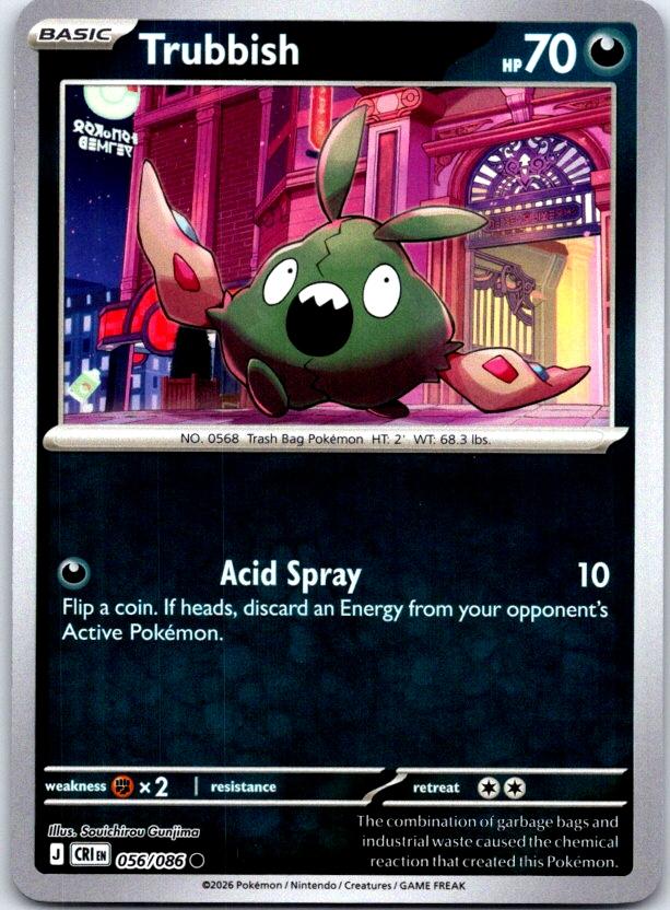 Trubbish - 056/086 - Reverse Holo - CHAOS RISING - Pokemon - Common | AC28-8