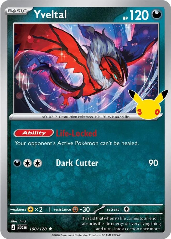 Yveltal - 100/128 - Holo - ME: 30TH CELEBRATION - Pokemon - | AA97-18