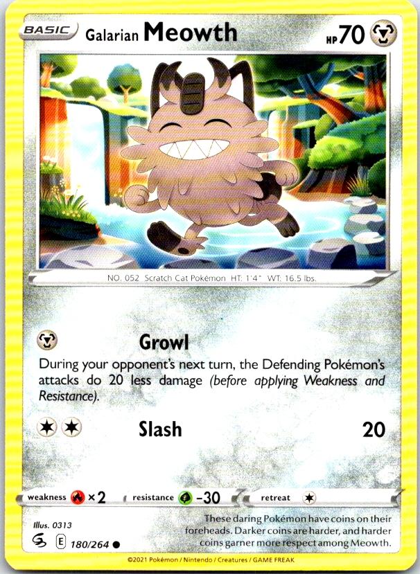 Galarian Meowth - 180/264 - - FUSION STRIKE - Pokemon - Common | AC13-31