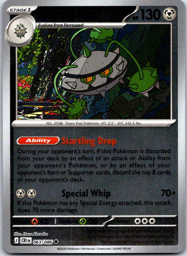 Ferrothorn - 063/086 - Reverse Holo - CHAOS RISING - Pokemon - | AA132-46