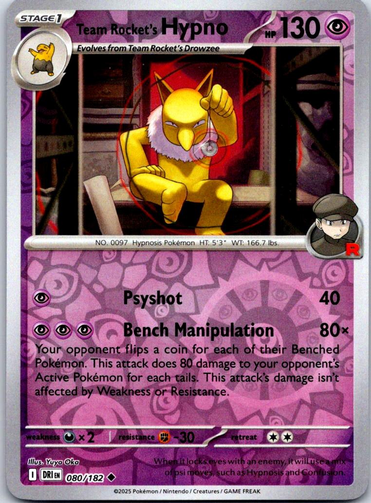 Team Rocket's Hypno - 080/182 - Reverse Holo - DESTINED RIVALS - Pokemon - | AA123-34