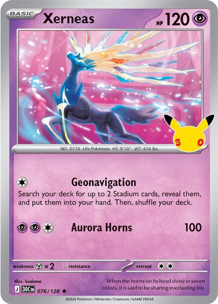 Xerneas - 076/128 - Holo - ME: 30TH CELEBRATION - Pokemon - | AA98-9