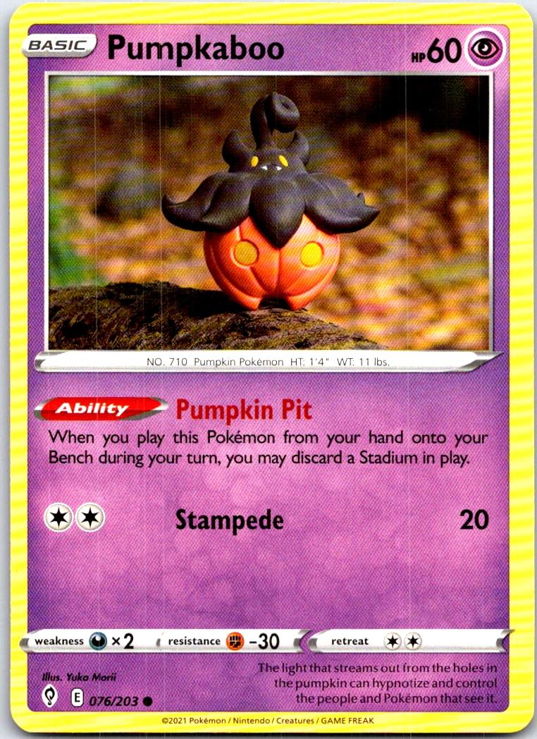 Pumpkaboo - 076/203 - - EVOLVING SKIES - Pokemon - Common | AB88-29