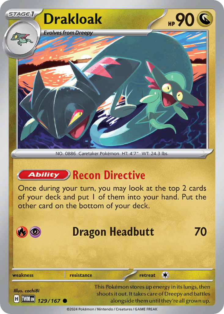 Drakloak - 129/167 - Reverse Holo - TWILIGHT MASQUERADE - Pokemon - | AA75-1